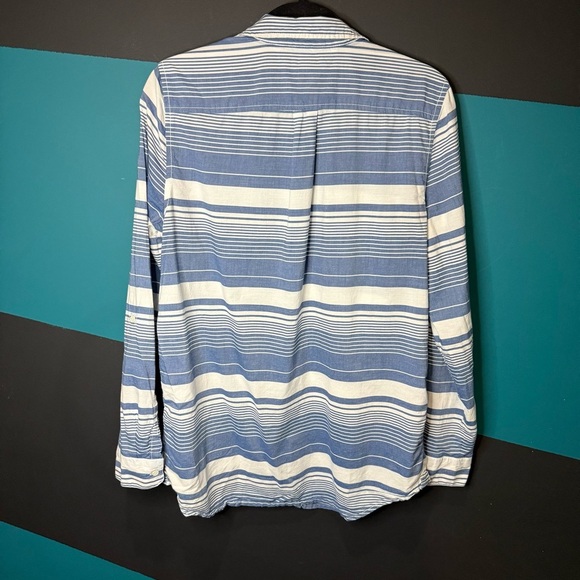 Blue and White Striped Casual Button Down Shirt cotton - Picture 5 of 10